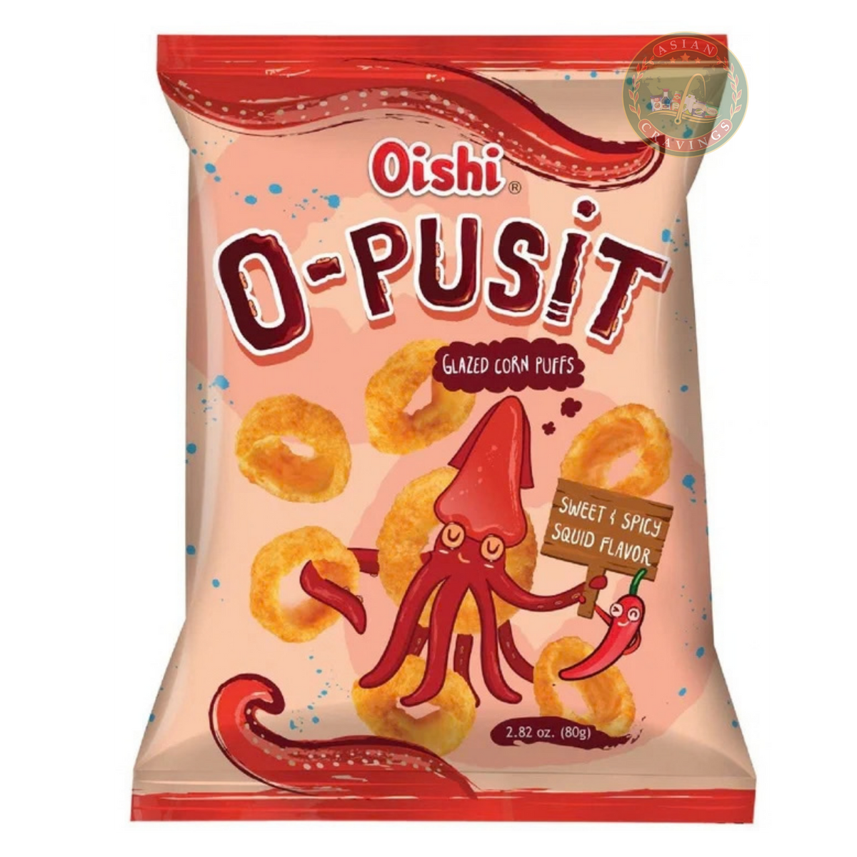 O-Pusit Glazed Corn Puff Sweet & Spicy Squid 80g